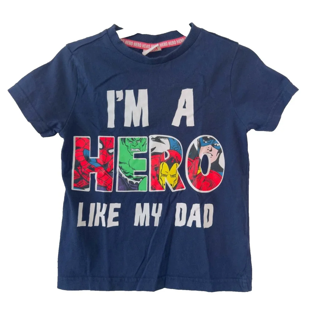 Marvel Boys Sz 4-5Y Organic Cotton Superhero Graphic Tee Spider-Man Hulk Kid's